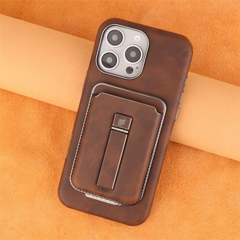 Coque en Cuir Marron foncé pour iPhone 16 Pro Max – Élégance & Fonctionnalité