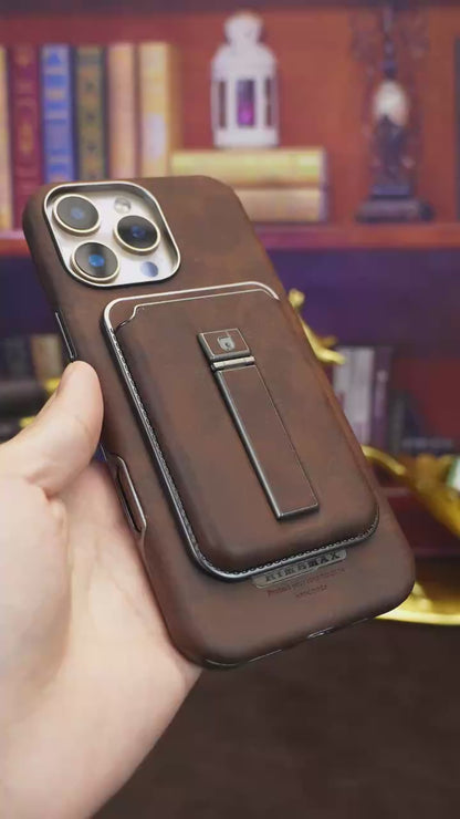 Coque en Cuir Marron foncé pour iPhone 16 Pro Max – Élégance & Fonctionnalité